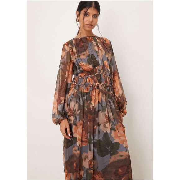 ASOS Dresses & Skirts - Floral Braided Long Sleeve Sheer Maxi Dress